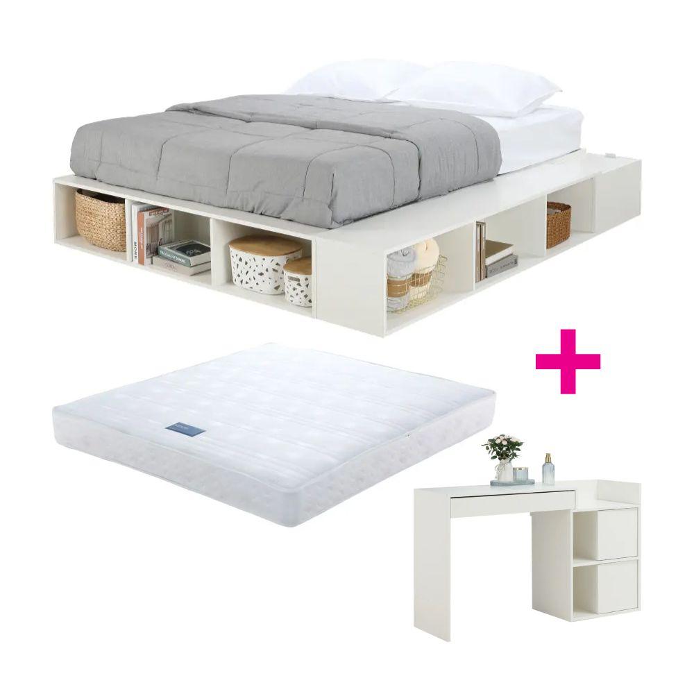 ซื้อเตียงนอน รุ่นนิกโกะ ขนาด 5 ฟุต - สีขาว พร้อมที่นอน รุ่นเซนซอรี่ แคร์ ขนาด 5 ฟุต และโต๊ะเครื่องแป้ง รุ่นลอล่า - สีขาว ราคาพิเศษ!