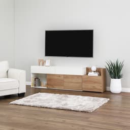 ตู้วางทีวี รุ่นเอ็กซ์แพน ขนาด 160-270 ซม. - สีขาว/ไลท์ โอ๊ค