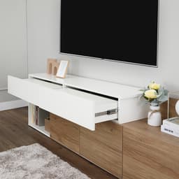 ตู้วางทีวี รุ่นเอ็กซ์แพน ขนาด 160-270 ซม. - สีขาว/ไลท์ โอ๊ค