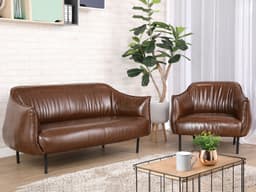 โซฟาหนัง PVC-Bicast 2 ที่นั่ง รุ่นกรุ๊ฟ - สีน้ำตาล