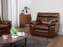 โซฟาหนัง PVC-bicast 1 ที่นั่ง รุ่นอาคีโอะ - สีน้ำตาลเข้ม