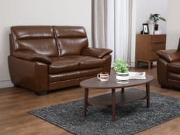 โซฟาหนัง PVC-bicast  2 ที่นั่ง รุ่นอาคีโอะ  - สีน้ำตาลเข้ม