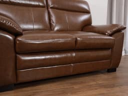 โซฟาหนัง PVC-bicast  2 ที่นั่ง รุ่นอาคีโอะ  - สีน้ำตาลเข้ม