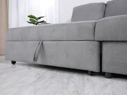 โซฟาเบดผ้า L-shape ฟังก์ชัน ด้านซ้าย รุ่นโดมินัส - สีเทา