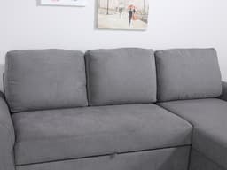 โซฟาเบดผ้า L-shape ฟังก์ชัน ด้านซ้าย รุ่นโดมินัส - สีเทา