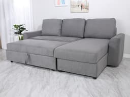 โซฟาเบดผ้า L-shape ฟังก์ชัน ด้านซ้าย รุ่นโดมินัส - สีเทา