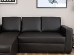 โซฟาหนัง PVC L-shape ด้านขวา รุ่นจอร์จ - สีน้ำตาลเข้ม