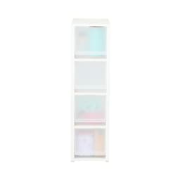 ตู้ลิ้นชัก 4 ชั้น ทรงแคบ รุ่นโมลด์ - สีขาว