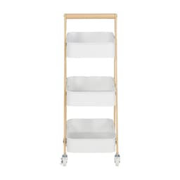 ชั้นวางของ 3 ชั้น พร้อมล้อ รุ่นลูเพล สูง 89 ซม. - สีขาว/ธรรมชาติ