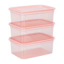 ชุดกล่องอาหาร รุ่นคลิกล็อค จำนวน (6ชิ้น/ชุด) ขนาด 1050 มล. - สีชมพู