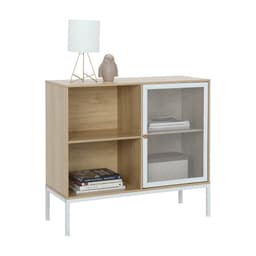 ตู้บานเปิด รุ่นโมนิโม่ ขนาด 90 x 35 x 80 ซม. - สีขาว/ธรรมชาติ