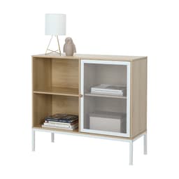 ตู้บานเปิด รุ่นโมนิโม่ ขนาด 90 x 35 x 80 ซม. - สีขาว/ธรรมชาติ