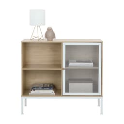 ตู้บานเปิด รุ่นโมนิโม่ ขนาด 90 x 35 x 80 ซม. - สีขาว/ธรรมชาติ
