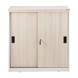 ตู้เตี้ย 2 บานเลื่อน รุ่นอัลบ้า ขนาด 80 x 40 x 83 ซม. - สีชิโมแอช/ขาว