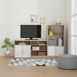 furinbox ตู้วางทีวี 2 บานเปิด รุ่นมินิโอ ขนาด 120 ซม.- สีไวท์ โอ๊ค