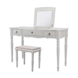 โต๊ะเครื่องแป้ง + เก้าอี้สตูล รุ่นอนาสตาเซีย ขนาด 120 ซม. - สีขาว
