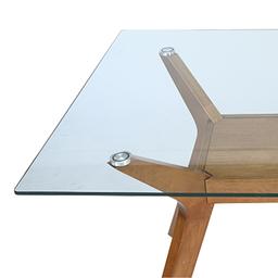 โต๊ะอาหารกระจก+ไม้ยาง รุ่นเอสซีโอ ขนาด 150 ซม. - สีวอลนัท