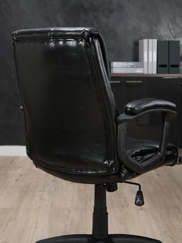 เก้าอี้สำนักงาน PVC พนักพิงกลาง รุ่นโบนิตาร์ - สีดำ