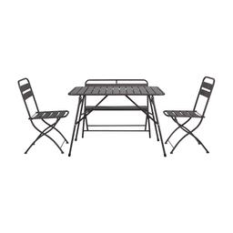 ชุดโต๊ะสนาม (โต๊ะ 1 ตัว + เก้าอี้ 2 ตัว + ม้านั่ง 1 ตัว ) รุ่นบลูมม่า - สีน้ำตาลเข้ม