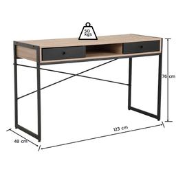 โต๊ะทำงาน รุ่นเกร็ก ขนาด 123 ซม. - สีแนทเชอรัลโอ๊ค/ดำ