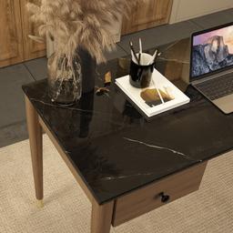 โต๊ะทำงานหินอ่อน รุ่นเปอเซโอ้ ขนาด 150 ซม. - สีดำ/วอลนัท