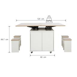 โต๊ะกลางอเนกประสงค์ รุ่นรอย ขนาด 1.2 เมตร - สีไลท์ โอ๊ค/ขาว