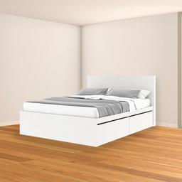 เตียง 2 ลิ้นชัก พร้อมหัวเตียงไม้ A รุ่นเอ็กซ์ตรีม ขนาด 5 ฟุต - สีขาว