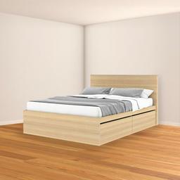 เตียง 2 ลิ้นชัก พร้อมหัวเตียงไม้ A รุ่นเอ็กซ์ตรีม ขนาด 5 ฟุต - สีเลอร์บานา โอ๊ค