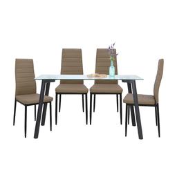 ชุดโต๊ะอาหาร รุ่นกลาสเซีย+ชิโน่ (โต๊ะ 1+เก้าอี้ 4) - สีดำ/คาปูชิโน่