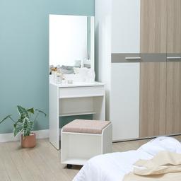 ชุดห้องนอน รุ่นเมโลเดียน+วาว่า ขนาด 5 ฟุต (เตียงนอน, ตู้บานสไลด์, โต๊ะแป้งพร้อมสตูล) - สีขาว