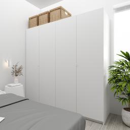 ชุดห้องนอน รุ่นเมโลเดียน+วาซิม ขนาด 5 ฟุต (เตียง, ตู้เสื้อผ้า 4 บาน, โต๊ะเครื่องแป้ง, กระจกเงา) - สีขาว