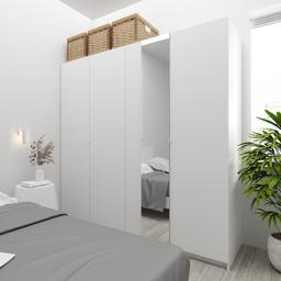 ชุดห้องนอน รุ่นเมโลเดียน+วากัส ขนาด 5 ฟุต (เตียง, ตู้เสื้อผ้า 4 บาน, โต๊ะเครื่องแป้ง, กระจกเงา) - สีขาว