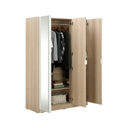 Furinbox ตู้เสื้อผ้า 3 บาน พร้อมกระจก รุ่นแชมป์ ขนาด 120 ซม. - สีไลท์ วู้ด/ขาว