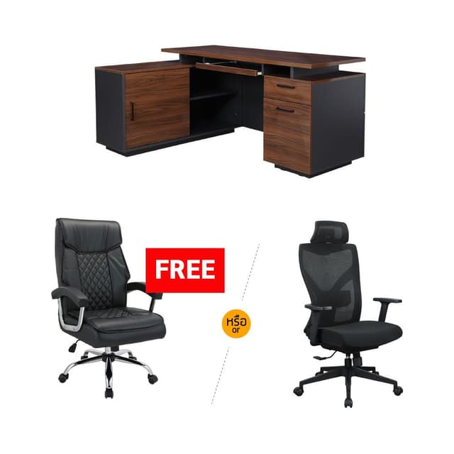 ซื้อชุดโต๊ะทำงาน รุ่นพรีเซ็นซ์ พร้อมเก้าอี้สำนักงาน รุ่นเอมเมอร์สัน หรือวายโกโนมิก ราคาพิเศษ!