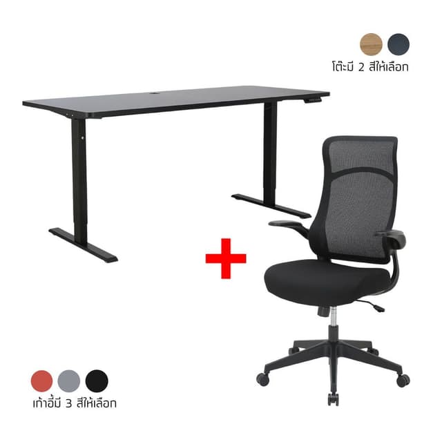 ซื้อโต๊ะปรับไฟฟ้า รุ่นแสตนเลย์ ขนาด 180 ซม. พร้อมเก้าอี้ทำงานเพื่อสุขภาพพนักพิงสูง รุ่นเรดี้ ราคาพิเศษ!