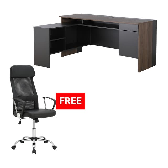 ซื้อโต๊ะทำงาน รุ่นลาร่า แถมฟรี! เก้าอี้สำนักงาน รุ่นบริค