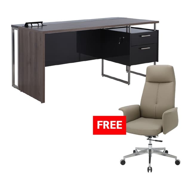 ซื้อโต๊ะผู้บริหาร รุ่นโนเบิล ขนาด 160 ซม. แถมฟรี! เก้าอี้สำนักงานพนักพิงสูง รุ่นเชลล่า