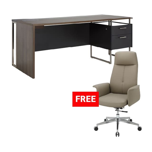 ซื้อโต๊ะผู้บริหาร รุ่นโนเบิล ขนาด 180 ซม. แถมฟรี! เก้าอี้สำนักงานพนักพิงสูง รุ่นเชลล่า