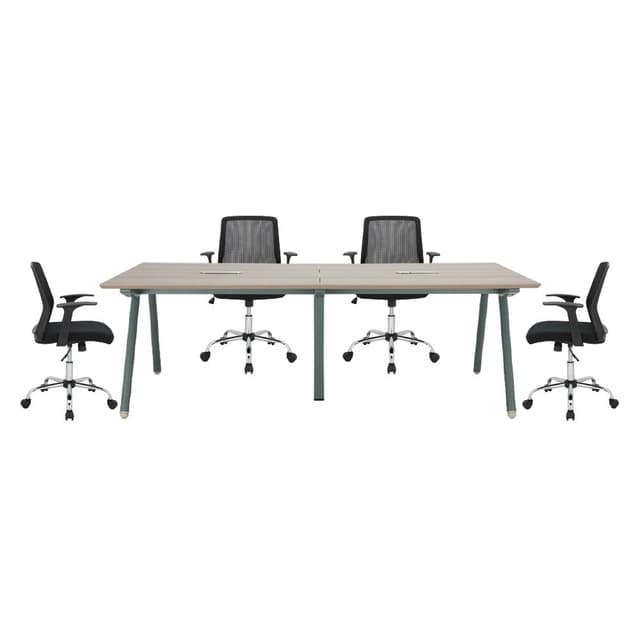 ซื้อโต๊ะประชุม รุ่นคีน ขนาด 240 ซม. พร้อมเก้าอี้สำนักงานพนักพิงกลาง รุ่นทอมสันพลัส (4 ที่นั่ง) ราคาพิเศษ!