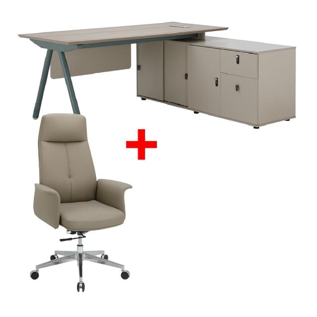 ซื้อโต๊ะผู้บริหาร รุ่นคีน ขนาด 180 ซม. พร้อมเก้าอี้สำนักงานพนักพิงสูง รุ่นเชลล่า ราคาพิเศษ!