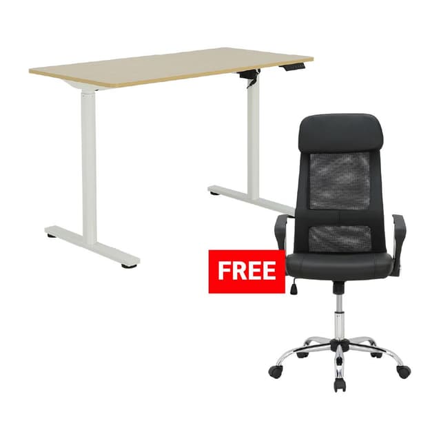 ซื้อโต๊ะปรับไฟฟ้า รุ่นสแตนเลย์ เอ็กซ์เอส ขนาด 120 ซม. แถมฟรี! เก้าอี้สำนักงานพนักพิงสูง รุ่นบริค