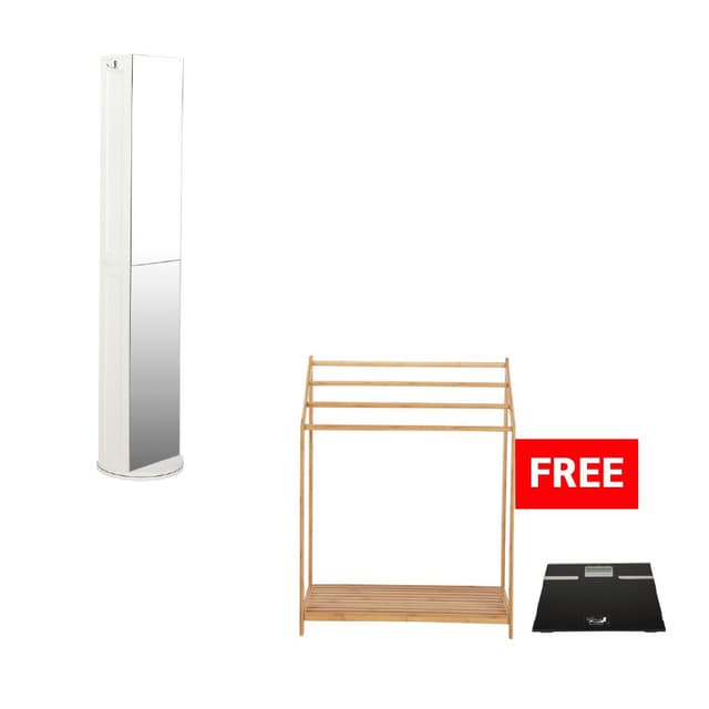 ซื้อกระจกตั้งพื้นพร้อมชั้นวาง รุ่นคิริน แถมฟรี! ราวแขวนผ้า และเครื่องชั่งน้ำหนักดิจิตัล (เฉพาะรุ่นที่กำหนด)