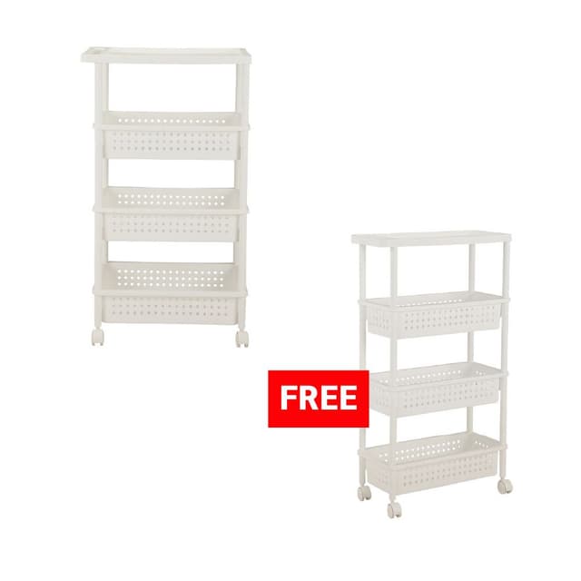 ซื้อชั้นวางของ 4 ชั้น พร้อมล้อ รุ่นมีย่า ขนาด 32.5 ซม. แถมฟรี! ชั้นวางของ 4 ชั้น พร้อมล้อ รุ่นมีย่า ขนาด 21.5 ซม.