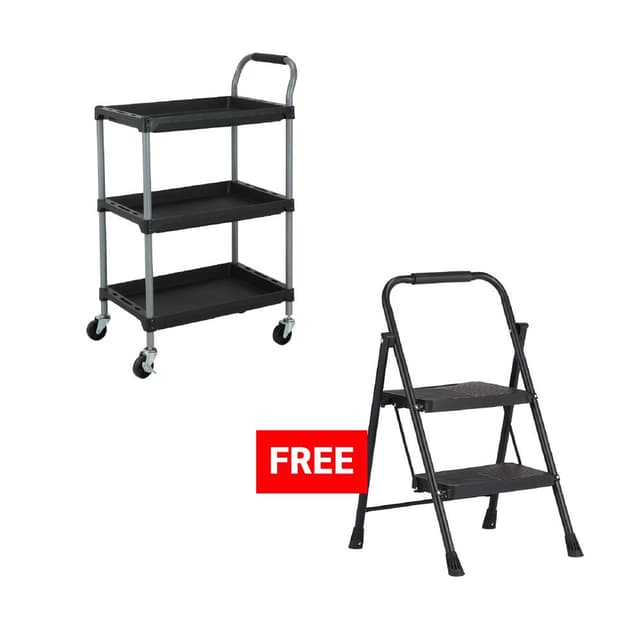 ซื้อรถเข็นเก็บเครื่องมือ 3 ชั้น รุ่นเอมม่า แถมฟรี! บันได 2 ชั้น รุ่นฮอฟกินส์