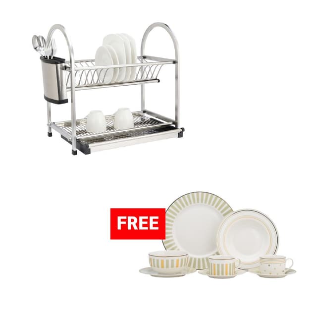 ซื้อที่คว่ำจาน 2 ชั้น รุ่นแอ๊บบาส แถมฟรี! ชุดภาชนะ รุ่นแมทช่า (12 ชิ้น/ชุด)