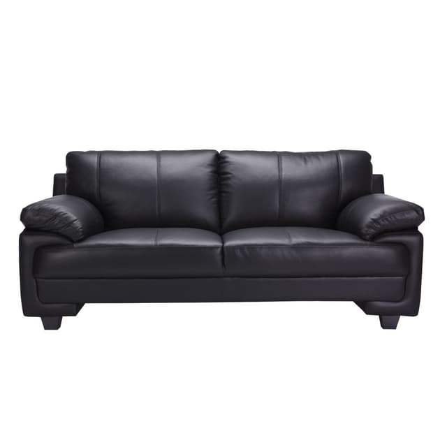 โซฟาหนังแท้ผิวสัมผัส 3 ที่นั่ง รุ่นมาร์ซิโอ - สีดำ