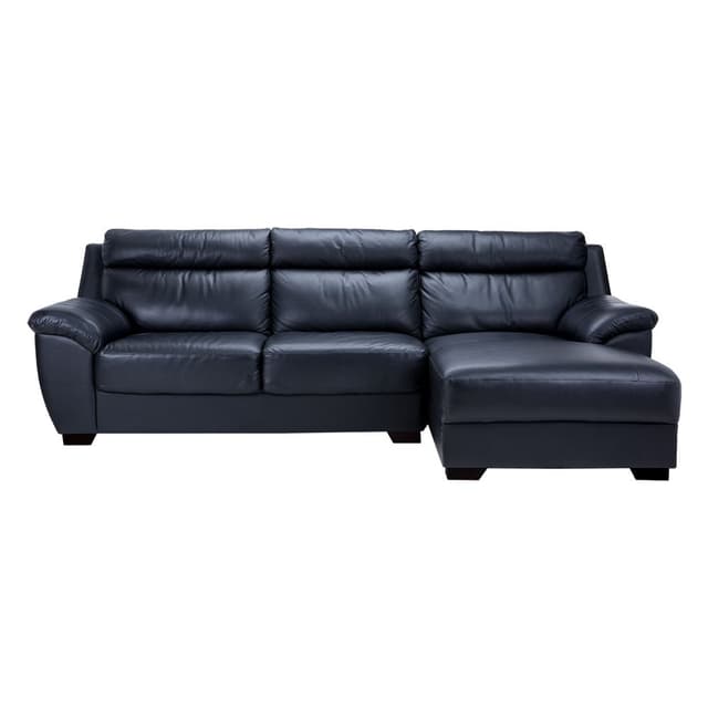 โซฟาหนังแท้ผิวสัมผัส L-Shape ด้านซ้าย รุ่นซิมโฟนี่ - สีดำ
