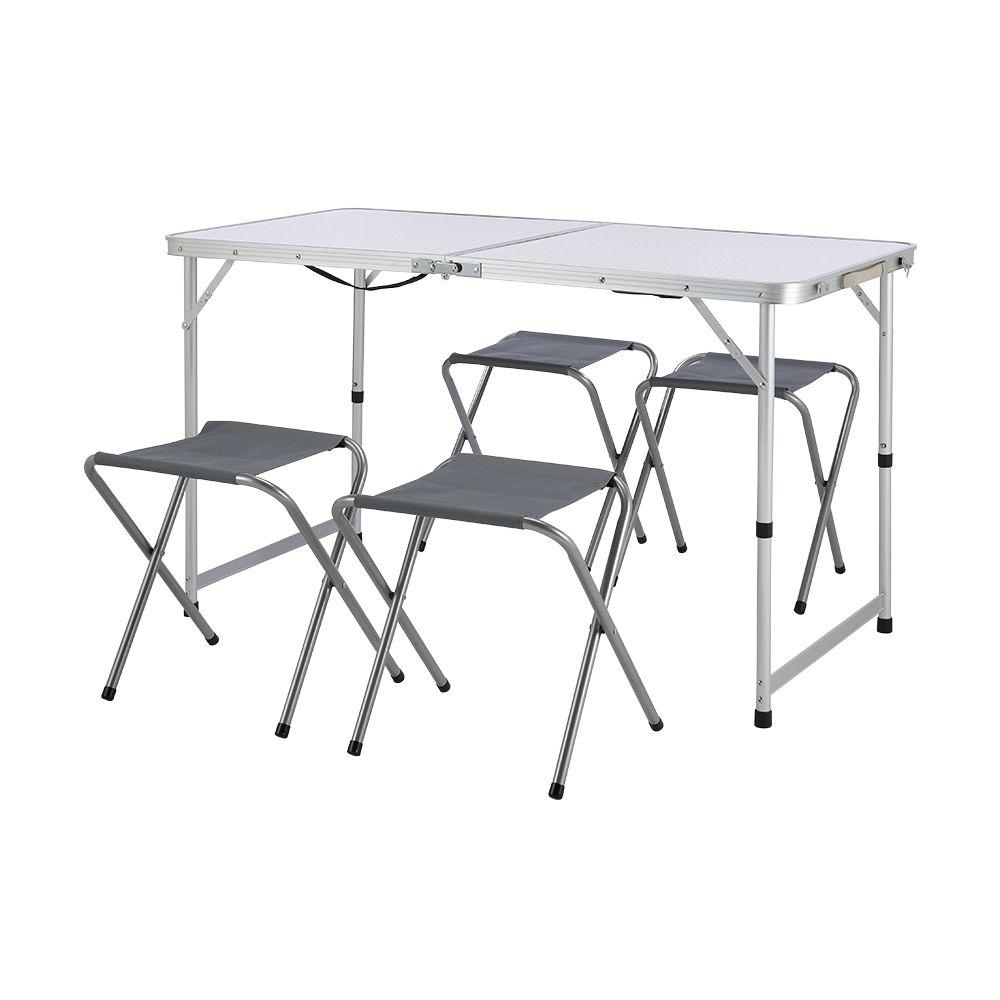 ชุดโต๊ะสนาม รุ่นพาสซีฟ (โต๊ะ 1+เก้าอี้ 4) - สีขาว/เทาเข้ม