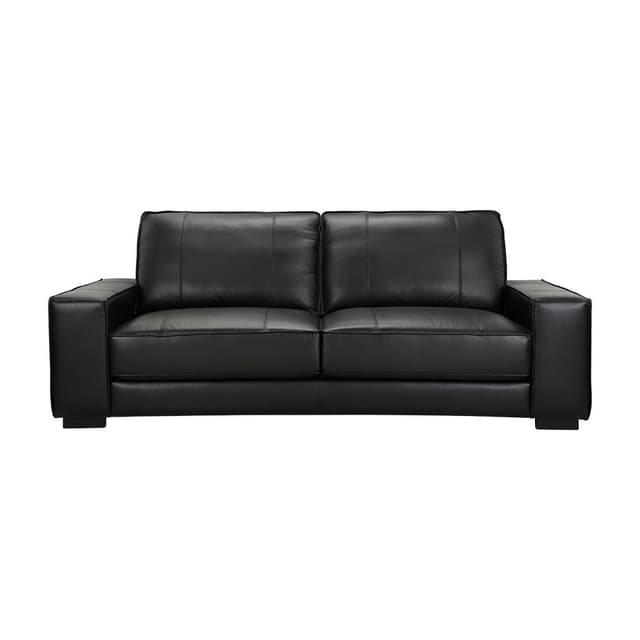 โซฟาหนังแท้ผิวสัมผัส 3 ที่นั่ง รุ่นดามัสโก้ - สีดำ