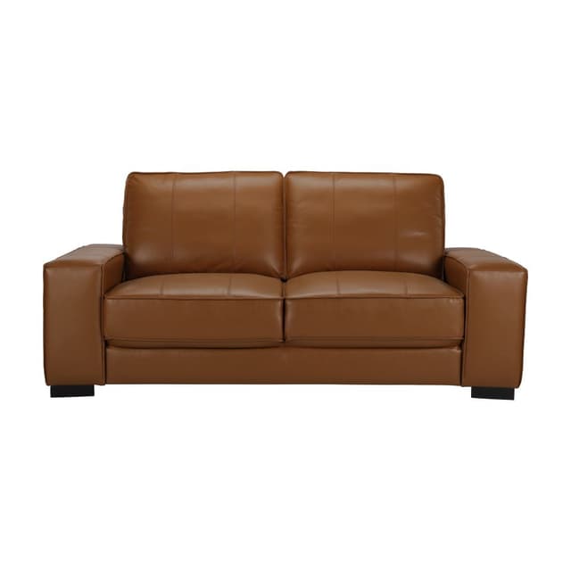 โซฟาหนังแท้ผิวสัมผัส 2 ที่นั่ง รุ่นดามัสโก้ - สีน้ำตาล